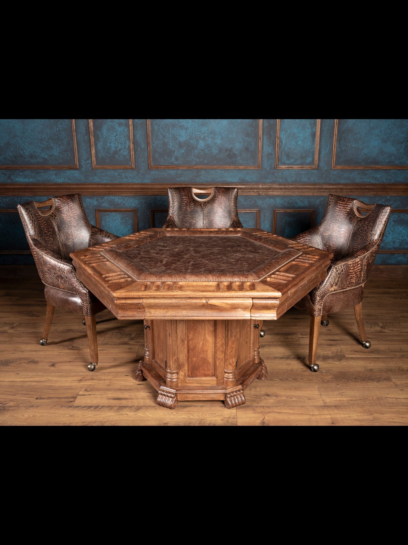 dxdave Ridgeland Premium Leather Poker Table